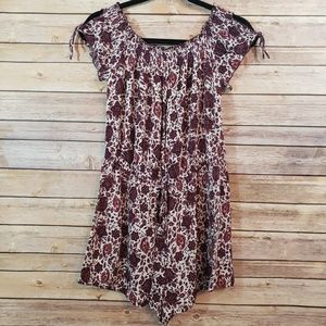 Rue 21 Maroon Floral Romper XL